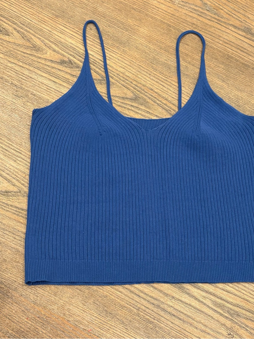 Boutique Ribbed Seamless Crop Cami Tank Top XXL Blue Stretch Knit Brami Western
